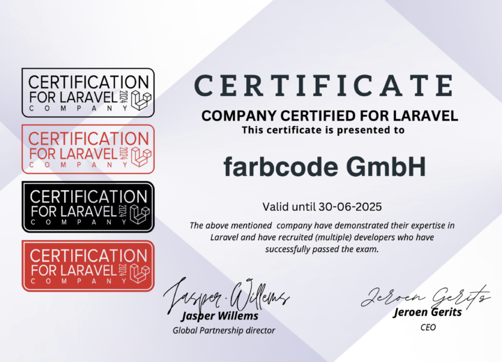 Farbcode Company Certificate for Laravel